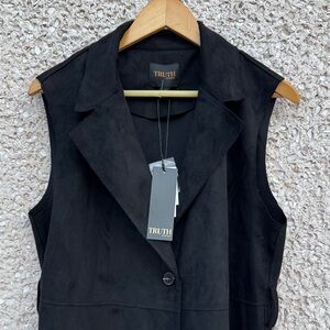 Black Faux Suede Vest in Black by Truth NWT